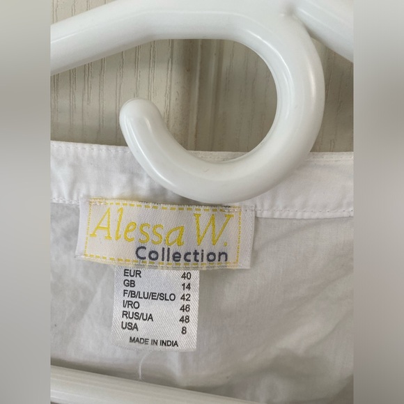 Alessa W. Collection Women's 3/4 Sleeve Smocked Blouse White Size US: 8 - Picture 5 of 5